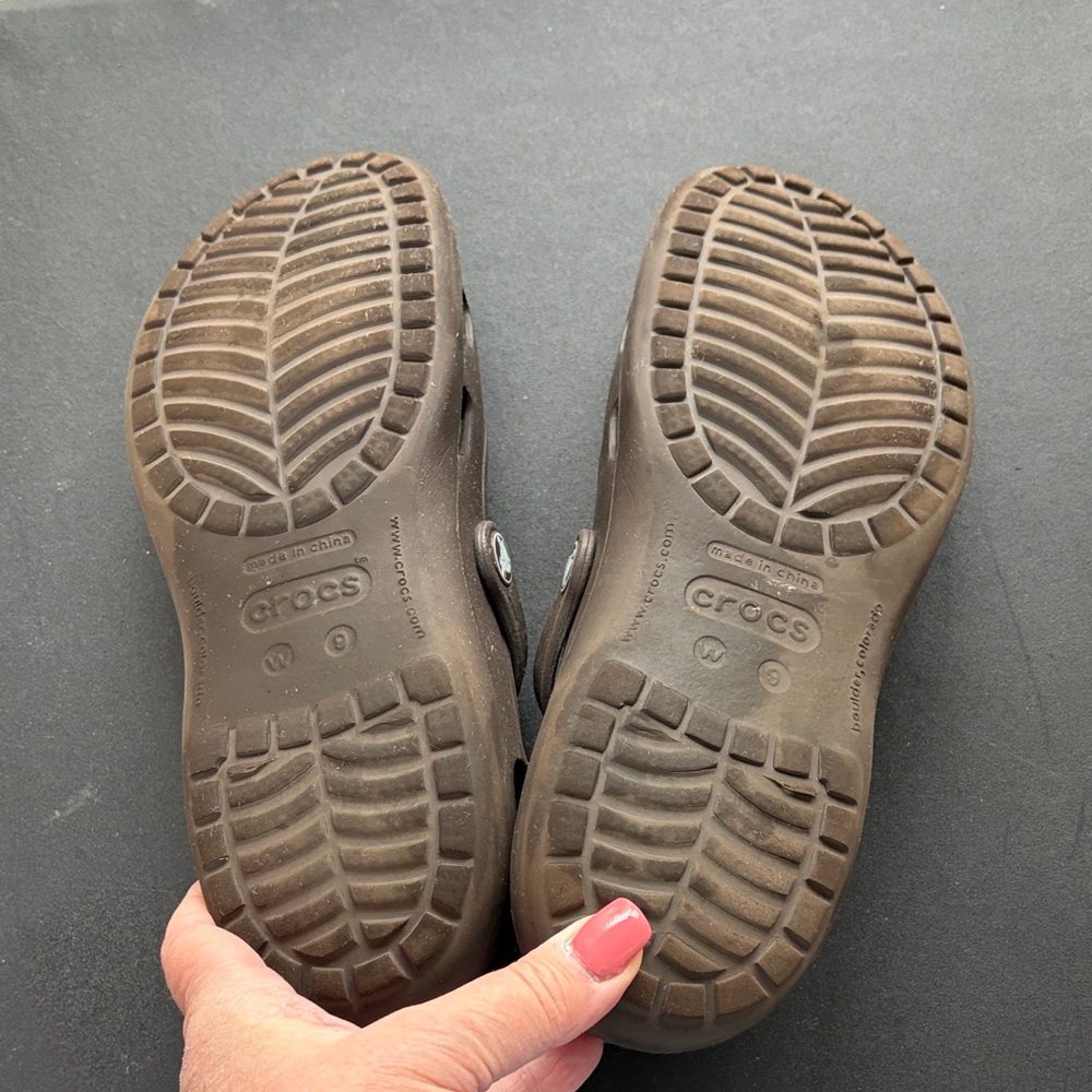 CROCS Women's Brown Mary Jane Slingback Double Strap Clog Size 9 - Picture 6 of 6